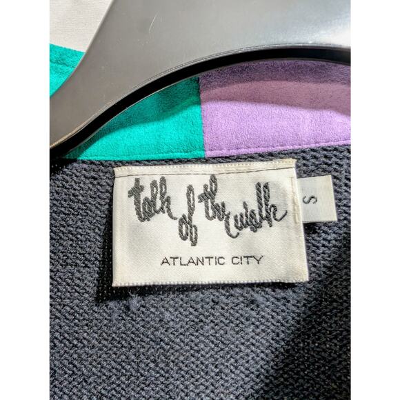 Vintage Talk of the Walk Atlantic City 100% Cotton Sweater Suede Appliqué S - Picture 7 of 8